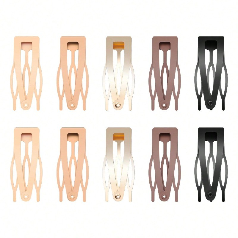 5 Chiếc Kẹp Thị Giác Kim Loại Barrettes Đen Nâu Bạc Kaki Vàng Cho Nữ Phụ Kiện Tóc