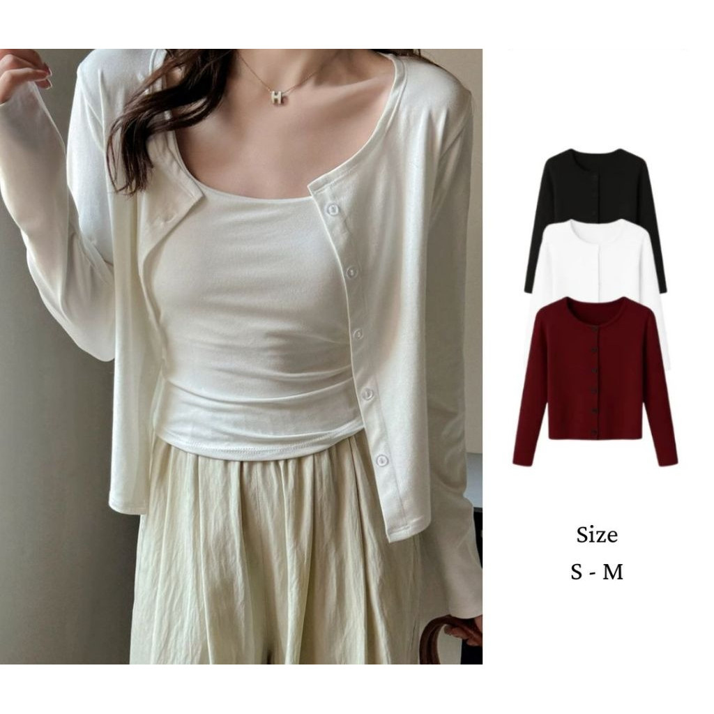 Áo Khoác Cardigan Nữ Basic Trơn Dáng Dài Có Cúc Cotton Mịn Nhiều Màu Hằng Ngày_A740