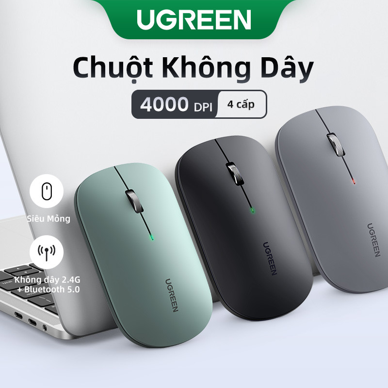 【BT5.0+2.4G】UGREEN Chuột Không Dây Im Lặng Bluetooth 2.4G Không Dây 5.0 Ghz Model Kép|Theo Dõi Quang Học 4000 DPI | BigBuy360 - bigbuy360.vn