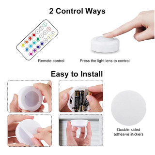Đèn LED không dây Đèn RGBW Pin 13 màu Điều khiển từ xa Đèn tủ có thể điều chỉnh độ sáng để đóng tủ quần áo Cầu thang Hành lang Đèn ngủ