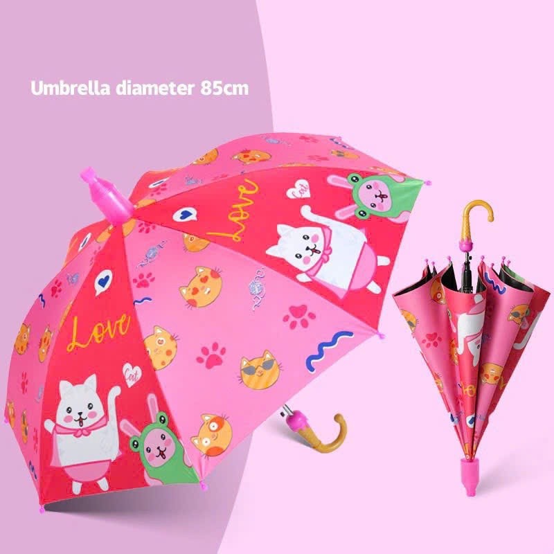 Ô Trẻ Em Kèm Còi Hoạt Hình Dễ Thương, Ô Dù Cán Dài Cho Bé Mẫu Chất Liệu Vài Dù Chống Tia UV, Chống Thấm Nước