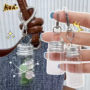8pcs Sentimental Wish Keychain quà tặng, Mặt dây chuyền chai thủy tinh làm bằng tay cho phước lành và ký ức, Trang trí lấp lánh với cát / hoa trên túi Ba lô