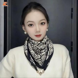 Khăn tam giác vải lanh cotton cho nữ, phong cách Hàn Quốc, bảo vệ cổ và giữ ấm