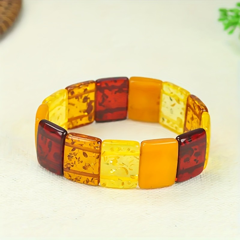 Vòng tay hổ phách sáp ong phong cách bohemian tự nhiên, trang sức unisex, món quà hoàn hảo