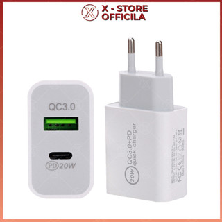 Củ sạc nhanh 2 cổng PD 20W và QC 3.0, adapter sạc Type C và USB, sạc đồng thời 2 điện thoại - CS2C20W