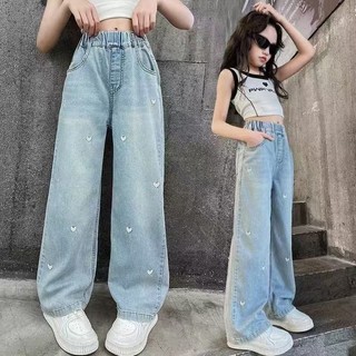 QuầN Jeans ốNg RộNg MớI Cho Bé GáI In HìNh TráI Tim ThờI Trang Là LựA QuầN ốNg RộNg Cho Bé GáI