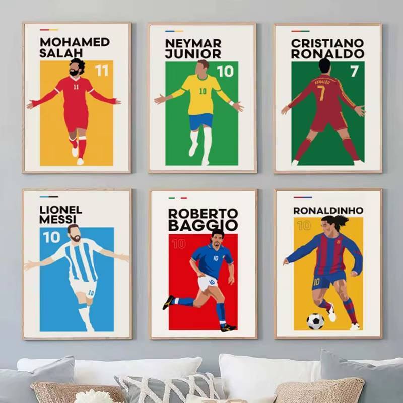 Thế Giới Nổi Tiếng Bóng Đá Ngôi Sao Poster Haaland Salah Poster Không Khung Tranh Canvas Phòng Khách Treo Tường Nghệ Thuật Trang Trí