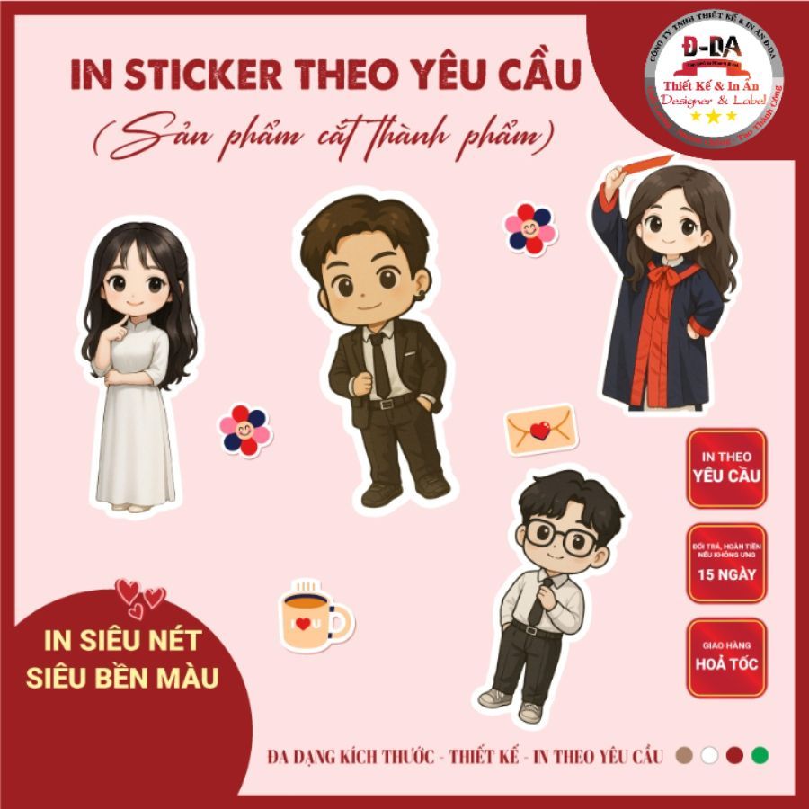 In Sticker ảnh theo yêu cầu combo 20 hình, In ảnh, Decal tách nền theo yêu cầu (SP Cắt Sẵn)