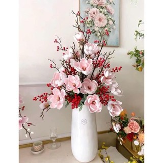 Cành Hoa Mộc Lan Xốp Giả  6 Bông To, Size Đại Chất PU - Hoa giả , Hàng Nhập Khẩu 🌼🌸🌺