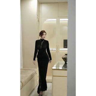 [Sẵn] Váy Đầm Body Xẻ Tà Mix Hoa Quấn Hông Thuyvan, Váy Dự Tiệc Sang Chảnh Dáng Maxi Ôm Xẻ Váy Asasino
