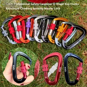 Móc chìa khóa an toàn chuyên nghiệp EDIWANY, Móc chìa khóa hình chữ D 48 * 80mm 7 màu, Thiết bị bảo vệ leo núi Khóa leo núi bằng nhôm 12KN