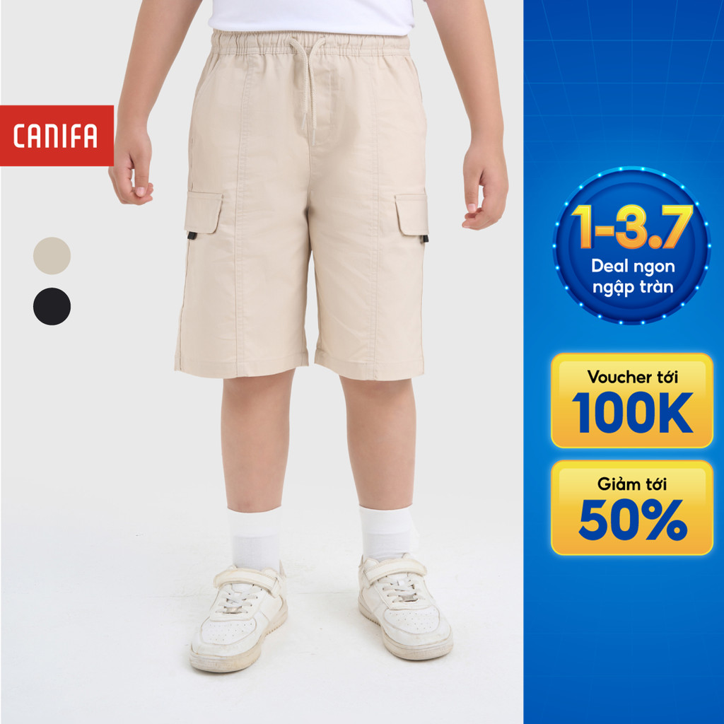 Quần short khaki bé trai CANIFA ống rộng có túi hộp 2BS25S011