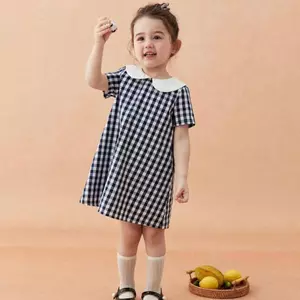 Váy ca rô cổ búp bê phong cách Preppy cho bé gái (90-130)