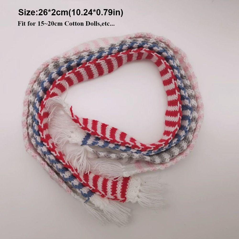 FLAZEA Khăn quàng cổ mùa đông dễ thương, Khăn dệt kim búp bê Handmake, Phụ kiện búp bê thu nhỏ DIY Khăn sọc thời trang nhiều màu cho búp bê Cotton 15 ~ 20cm Đồ chơi quà tặng trẻ em