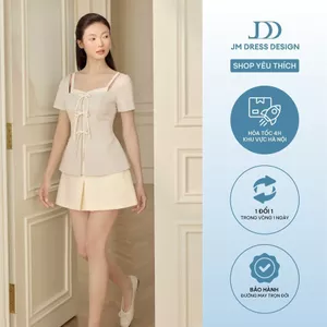 Áo Kiểu 2 Lớp 1 Hàng Nơ 2T03.2601, Áo Dáng Ôm Vừa Cổ Vuông Chiết Eo Phong Cách Thanh Lịch Nữ Tính Trẻ Trung Design By JM