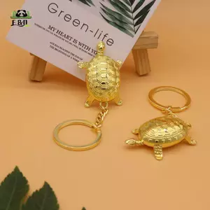 Móc khóa rùa tiền Luy Hợp kim Móc khóa Sự giàu có Thu hút Móc chìa khóa Rùa vàng Trang trí Mặt dây chuyền chìa khóa kim loại màu trơn EMKK