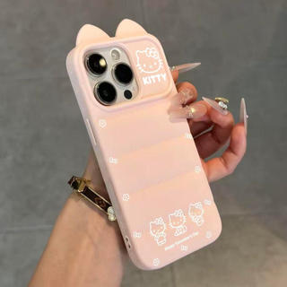 Ốp lưng nhựa mềm áo lông vũ tai mèo Hello Kitty nét vẽ đơn giản, chống va đập bền lâu iPhone 12/13/14/15/16 Pro Max