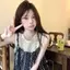Thiết kế giả hai mảnh ren khâu áo Vest không tay Sling nữ mặc ngoài Áo sơ mi trẻ em phong cách phương Tây ngọt ngào Hàn Quốc