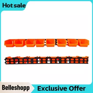 Belleshopp Belleshopp Fabater Thùng Lưu Trữ Gắn Tường 8 x Có Thể Xếp Chồng & 3 Đường Ray Bằng Nhựa Dụng Cụ Treo Nhà Để Xe Hệ Thống Dụng Cụ Cho Ốc Vít Đai Ốc Bu Lông Móng Tay Màu Cam