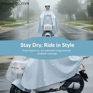 {AKIN} Áo mưa xe máy chống nước cỡ lớn Poncho Áo mưa xe đạp điện chống gió có tấm chắn mặt trong suốt Bảo hiểm toàn diện Áo mưa {a}
