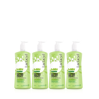 Bộ 4 Chai Sữa Tắm Gội Trẻ Em Lactacyd Baby Extra Milky Làm Sạch Dịu Nhẹ và Dưỡng Ẩm Vượt Trội Size Jumbo 800ml Cho Bé