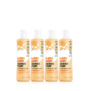 Bộ 4 Sữa Tắm Gội Hằng Ngày Cho Bé Lactacyd Baby Active Play, Giúp Đề Kháng Da Và Bảo Vệ Bé Khỏi Vi Khuẩn 250ml