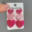 Mặt dây chuyền hình trái tim dài lớn màu hồng thả lủng lẳng Bông tai nữ thời trang Bông tai dài dành cho nữ Acrylic Trang sức Hàn Quốc [Mina]