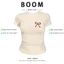 BOOM Áo Baby Tee Nữ Cotton Ôm Body-Áo Thun Ngắn Tay Y2K In Hình PhongCách Mùa Hè, Cổ Tròn Hàng Đầucách hàn quốc phong754