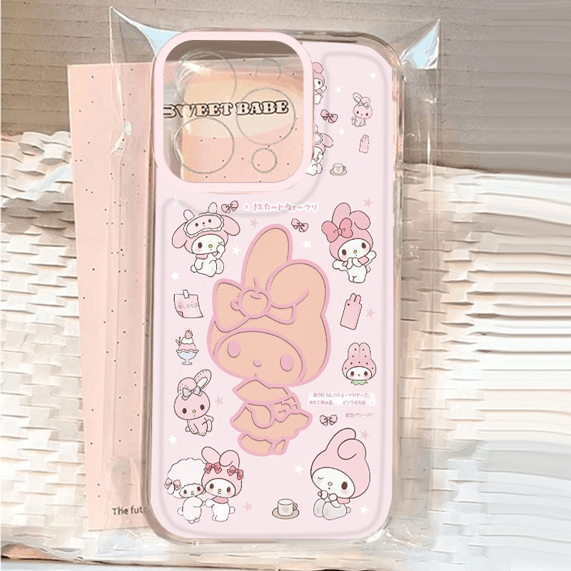 Ốp lưng họa tiết Melody màu hồng ngộ nghĩnh trong suốt chống rơi mềm mượt iPhone 17 16 15 14 13 12 11ProMax XS XR 7 Plus