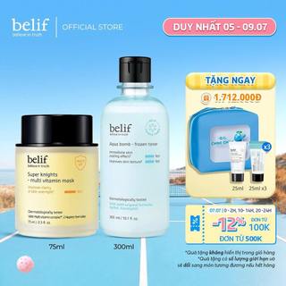 [SVIP] Bộ đôi Mặt nạ ngủ dưỡng ẩm và phục hồi da chuyên sâu belif Multi Vitamin 75ml và Nước cân bằng 300ml