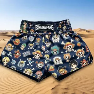 XS-3XL Mới Mùa Hè Hoạt Hình Anime In One Piece Muay Thái Chiến Đấu Boxer Luffy Thể Thao Tập Thể Dục Quần Short Dành Cho Trẻ Em Người Lớn