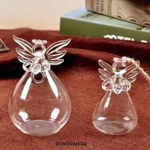 Bình thiên thần trong suốt DONOVANQQ, Hộp đựng thủy canh thủy canh thủy tinh Borosilicate DIY, Hình thiên thần thổi tay đẹp Cây bắt mắt Bình treo tường Phòng khách