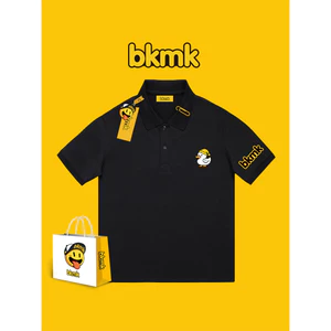 Bkmk hợp thời trang tay ngắn côn đồ phong cách đẹp trai in hình vịt mùa hè áo sơ mi polo chất lượng cao nam mới dáng rộng DX 0704