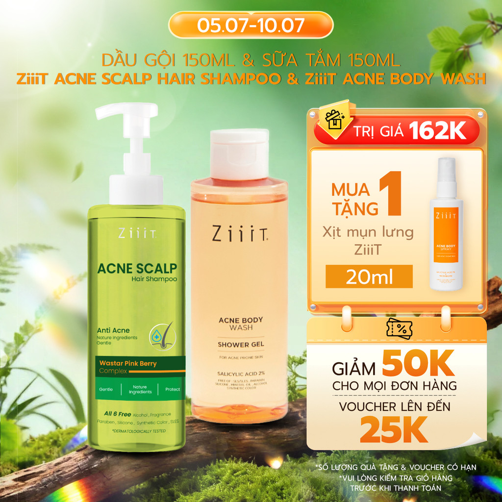 Combo Dầu Gội Hỗ Trợ Kiểm Soát Dầu 150ml và Sữa Tắm Giảm Mụn Lưng BHA 2% Kháng Khuẩn 150ml