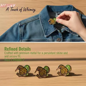 HFSHY Họa Tiết Kiwi Chim Nghệ Thuật Thổ Cẩm Hợp Kim Kẽm Men Ve Áo Pin Phụ Kiện Thời Trang Cho Áo Len Jaet Trường Đồng Phục Trang Trí VN