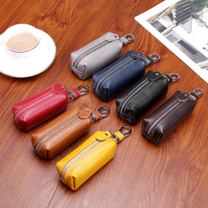 Ốp chìa khóa ô tô da bò lớp 1 06379|Túi đựng chìa khóa đệm thắt lưng dung tích lớn dành cho nam|4 * 10cm Có thể chứa 12 phím|Hộp đựng da lưu trữ Unisex di động mới