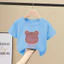 Áo thun ngắn tay Cotton nguyên chất cho bé gái in hình hoạt hình mùa hè cho bé gái dáng rộng thoáng khí cổ tròn hàng đầu hợp thời trang HIAS