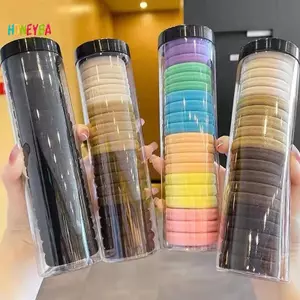 < Honeyba > 20 Cái / hộp Vòng Khăn Đóng Hộp Đàn Hồi Cao Liền Mạch Đơn Giản Màu Sắc Chắc Chắn Vòng Tóc Đuôi Ngựa Giá Đỡ Dây Tóc Phụ Kiện Tóc Đẹp