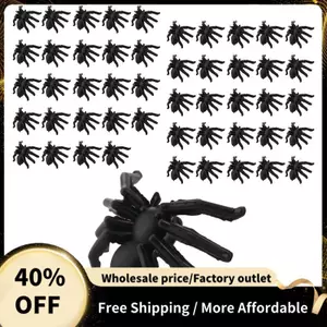 50x Nhựa Đen Nhện Lừa Đồ Chơi Halloween Ngôi Nhà Ma Ám Chống Đỡ Trang Trí