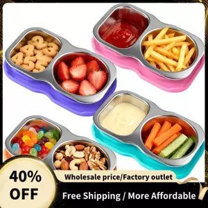 Hộp đựng đồ ăn nhẹ bằng thép không gỉ 5.3Oz kép- Nắp silicon chống rò rỉ, 4 gói