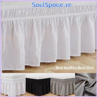 Váy ngủ SOULSPACE, Xù giường co giãn có thể tháo rời, Đồ trang trí bên giường mềm Polyester Màu trơn Giường váy bên phòng ngủ