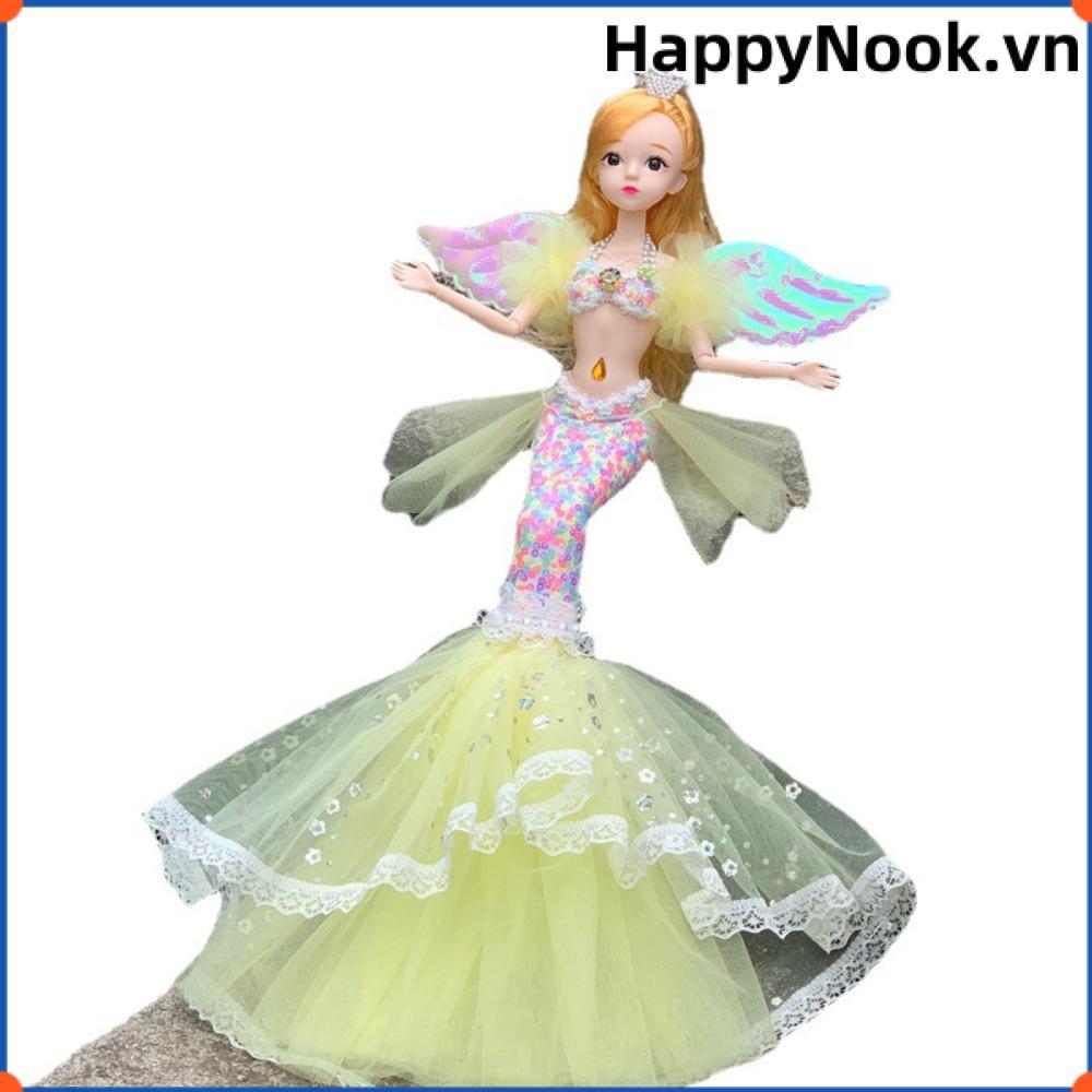 Búp bê nàng tiên cá HAPPYNOOK, Đồ chơi trang điểm đa khớp thủ công DIY, 2024 Cánh cổ tích Dress Up với Váy đuôi cá đính cườm Phụ kiện nhà búp bê Quà tặng
