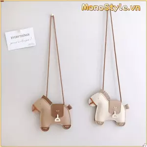 Túi đeo vai MONOSTYLE, Túi xách trẻ em hình con ngựa Mini, Túi xách dễ thương bằng da PU