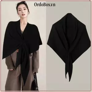 Khăn choàng tam giác ORDOBOX dệt kim dày màu trơn, mềm mại và ấm áp cho mùa đông
