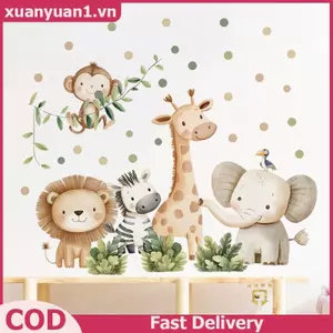 XUAN Phim Hoạt Hình Động Vật Rừng Treo Tường Sáng Tạo Có Thể Tháo Rời Đề Can Dán Tường Cho Bé Phòng Chơi Không Gian VN