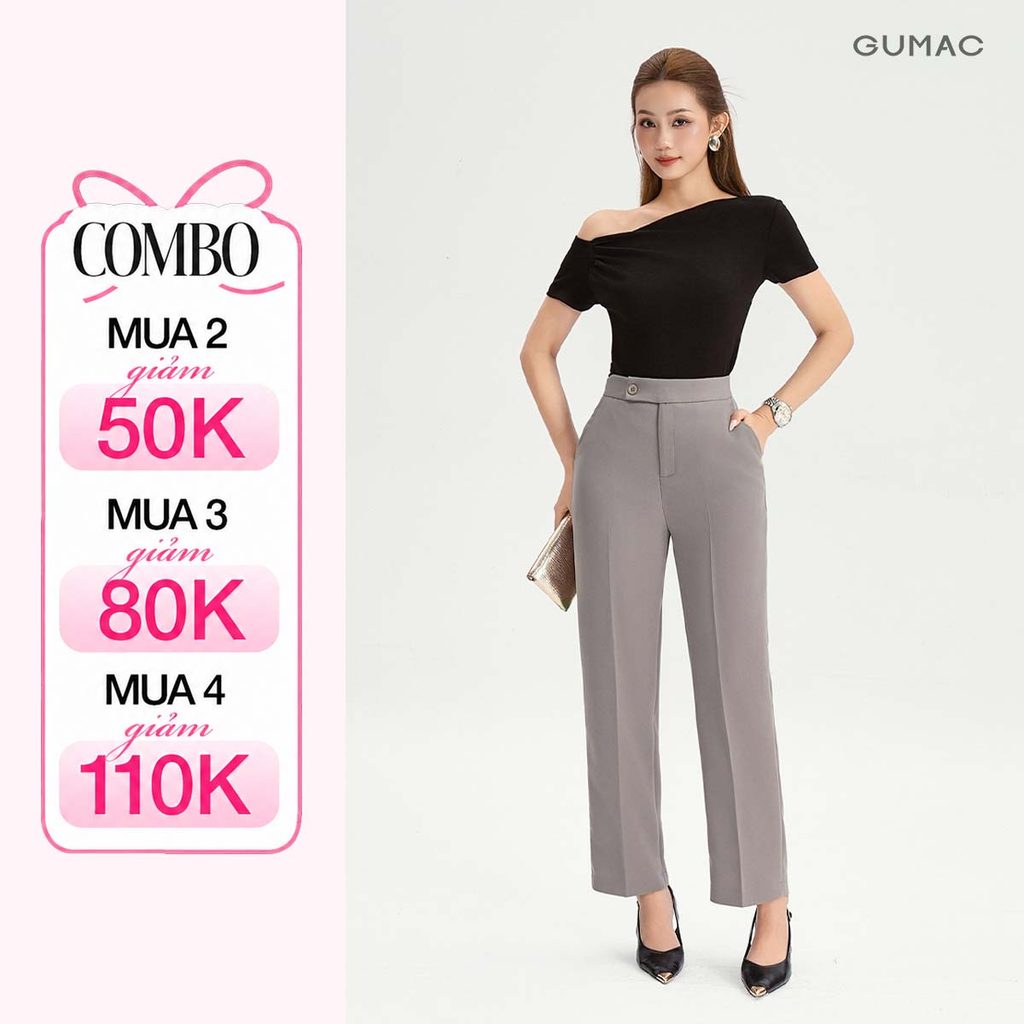 Quần Tây Nữ Ống Đứng GUMAC Lưng Rời Có Túi Xéo Chất Tuyết Mưa Đứng Form LQF0626