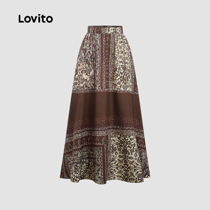 Lovito Váy Boho Váy Xếp Ly Mẫu Váy Xuân/Hè Cho Nữ LK3LD372