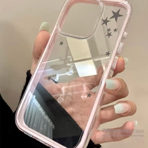 Phim Hoạt Hình Đơn Giản Ngôi Sao Xám Trong Suốt Ốp Lưng Điện Thoại iPhone 17 16 15 14 13 12 11 Pro Max X XR XS Max 8 Plus SE2020