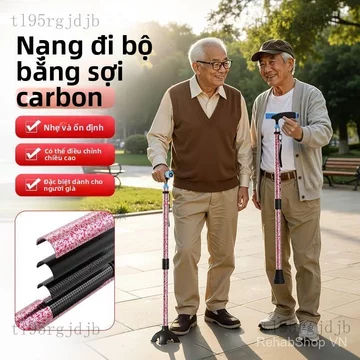 Khung tập đi Gậy chống bằng sợi carbon dành cho người già, thiết bị chống trượt, chống ngã cho người cao tuổi, gậy bốn c