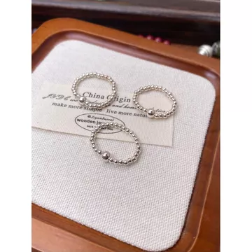nhẫn bạc nữ thật nhẫn bạc S925 Bạc Bạc Bạc Hạt Vòng Handmade Thiết Kế Đàn Hồi Nguyên Bản Đơn Giản Nhẫn Đàn Hồi Phù Hợp Với Phong Cách Phụ Kiện